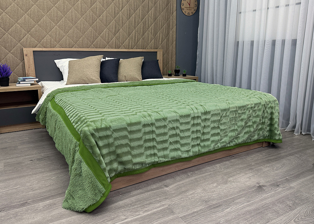 Плед-покривало смужка 220х250 см (+-5см) Салатовий (87-103) Київ - фото 2