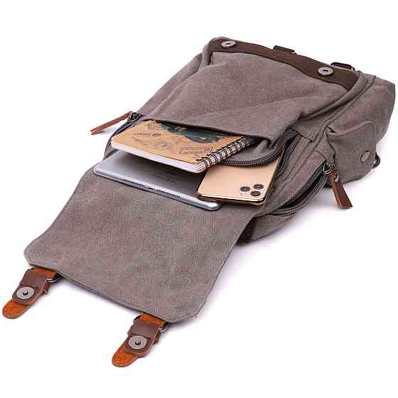 Оригинальная сумка через плечо из плотного текстиля Серый (Vintage) Киев