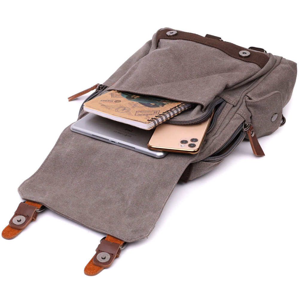 Оригінальна сумка через плече із щільного текстилю Сірий (Vintage) Київ - фото 2