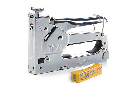 Степлер пружинный для скобы 4-14мм стальной корпус, регулировка удара колесом СИЛА Ровно - изображение 1