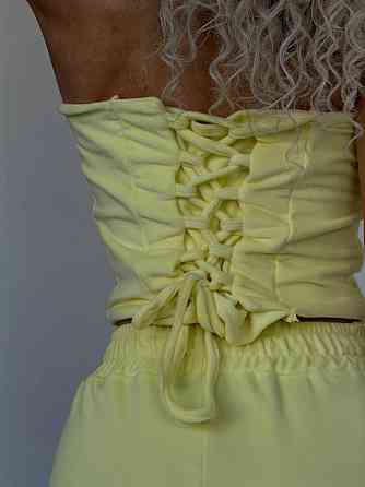 Жіночий велюровий комплект-трійка Лимонний, 42/46 Харків