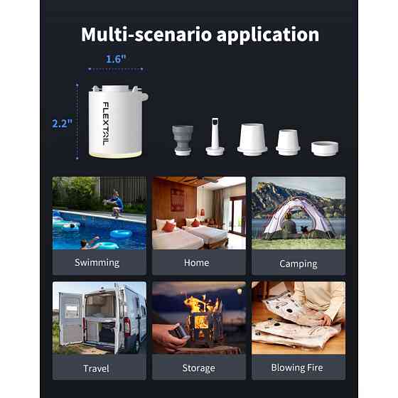 Насос-ліхтар кемпінговий Flextail Tiny Pump Х, чорний із вакуумними пакетами 2 шт (50х70) Київ