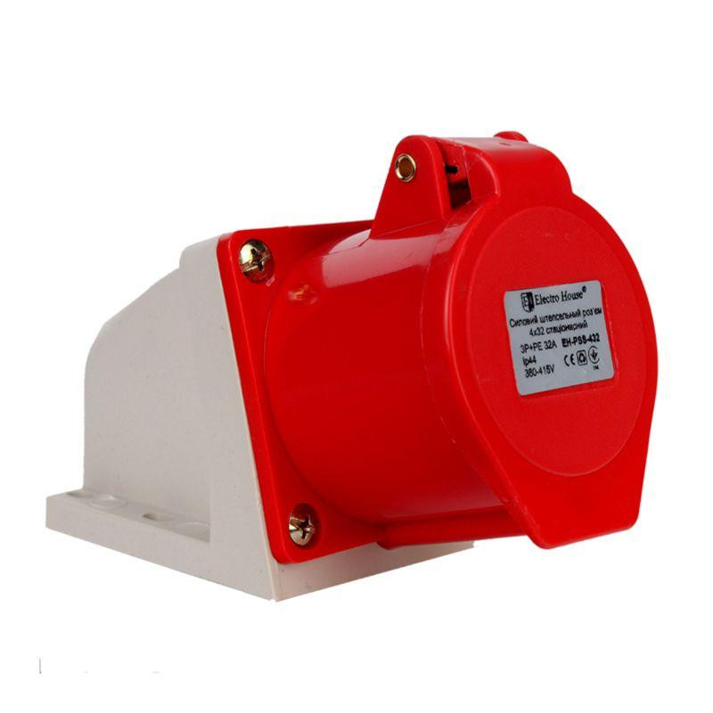 Разъем силовой штепсельный стационарный 4x32 3P+PE, 32 A, 380-415 В, IP44 Днепр - изображение 1