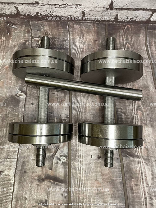 Гантели наборные 2 по 14 кг + Переходник для штанги Гантели, гири, штанги и диски металлические без покрытия Киев - изображение 1