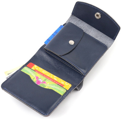 Портмоне Shvigel З натуральної шкіри Синє (16622) Вінниця - фото 7