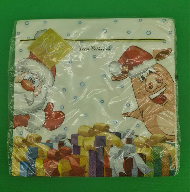 Новогодняя бумажная салфетка (ЗЗхЗЗ, 20шт) LuxyНГ Веселая парочка(1228) (1 пачка) Харьков - изображение 3