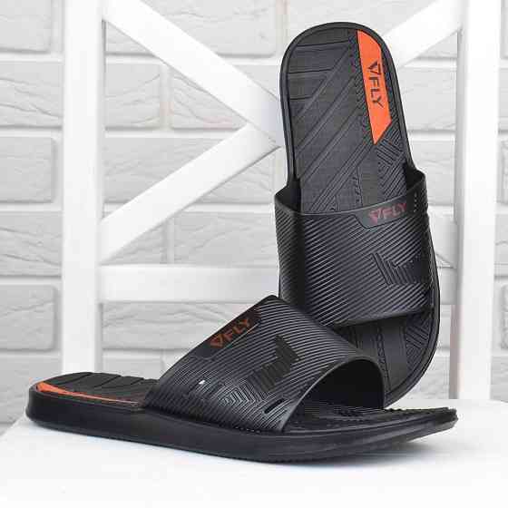 Шлепанцы мужские Fly Форсаж влагостойкие облегченные черные с оранжевым Киев