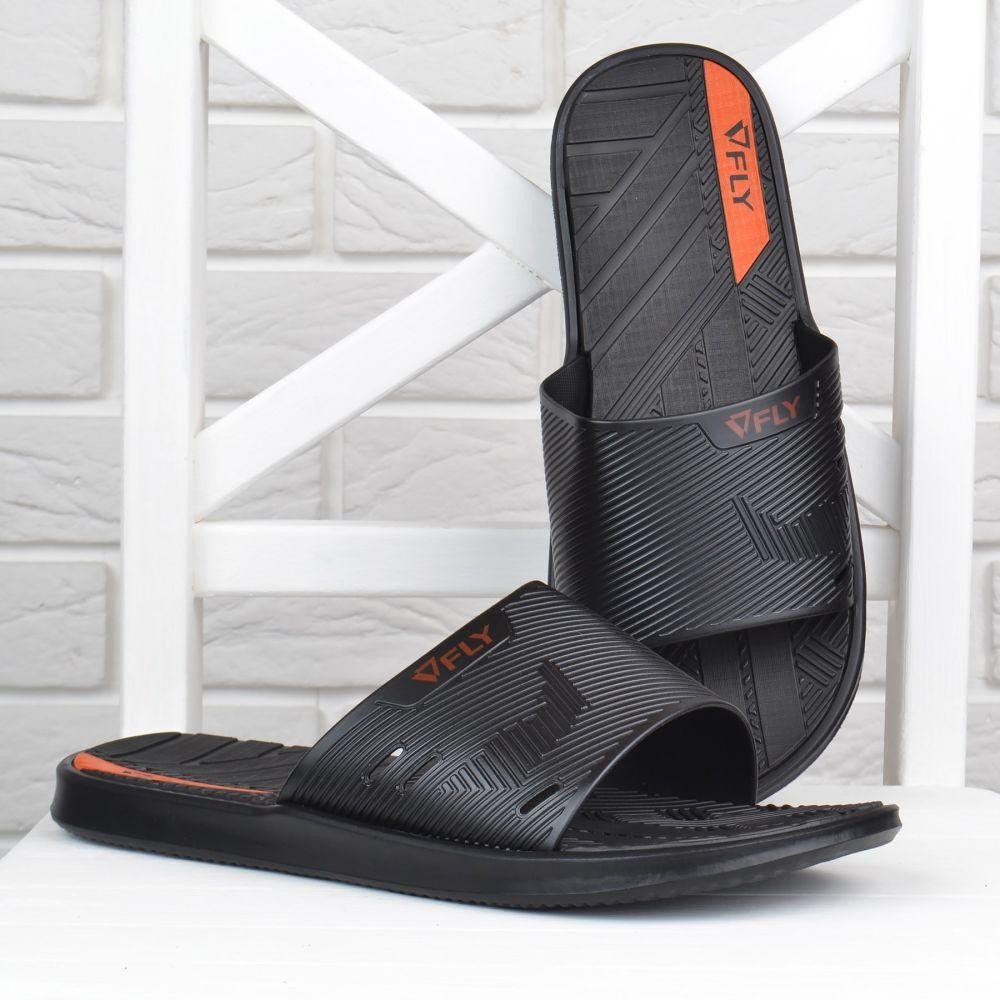 Шлепанцы мужские Fly Форсаж влагостойкие облегченные черные с оранжевым Киев - изображение 4