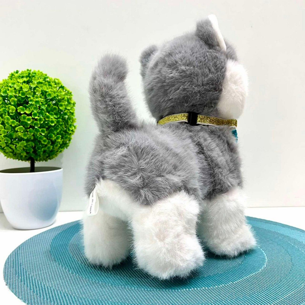 Собачка інтерактивна на повідку ходить махає хвостиком повторюшка 24см Сіра (933-157E) Чернигов - изображение 4