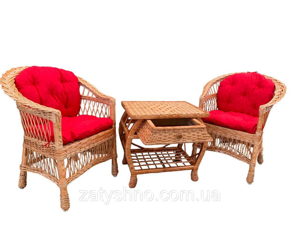 Меблі плетені зі столом з ящиком на 2 персони Київ - фото 1