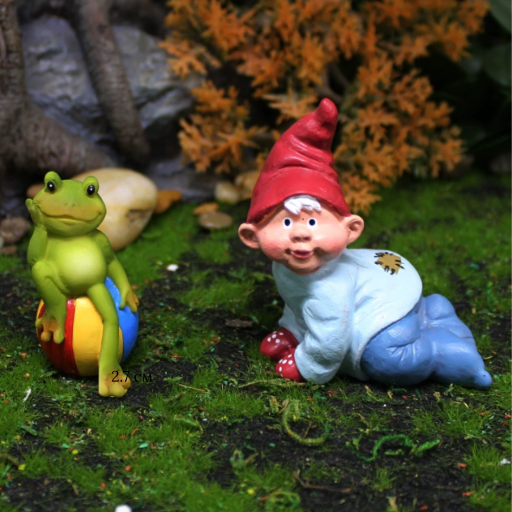 Гном-малыш 7.3 х 6.5 см фигурка из полистоуна для мини-сада Одесса - изображение 1