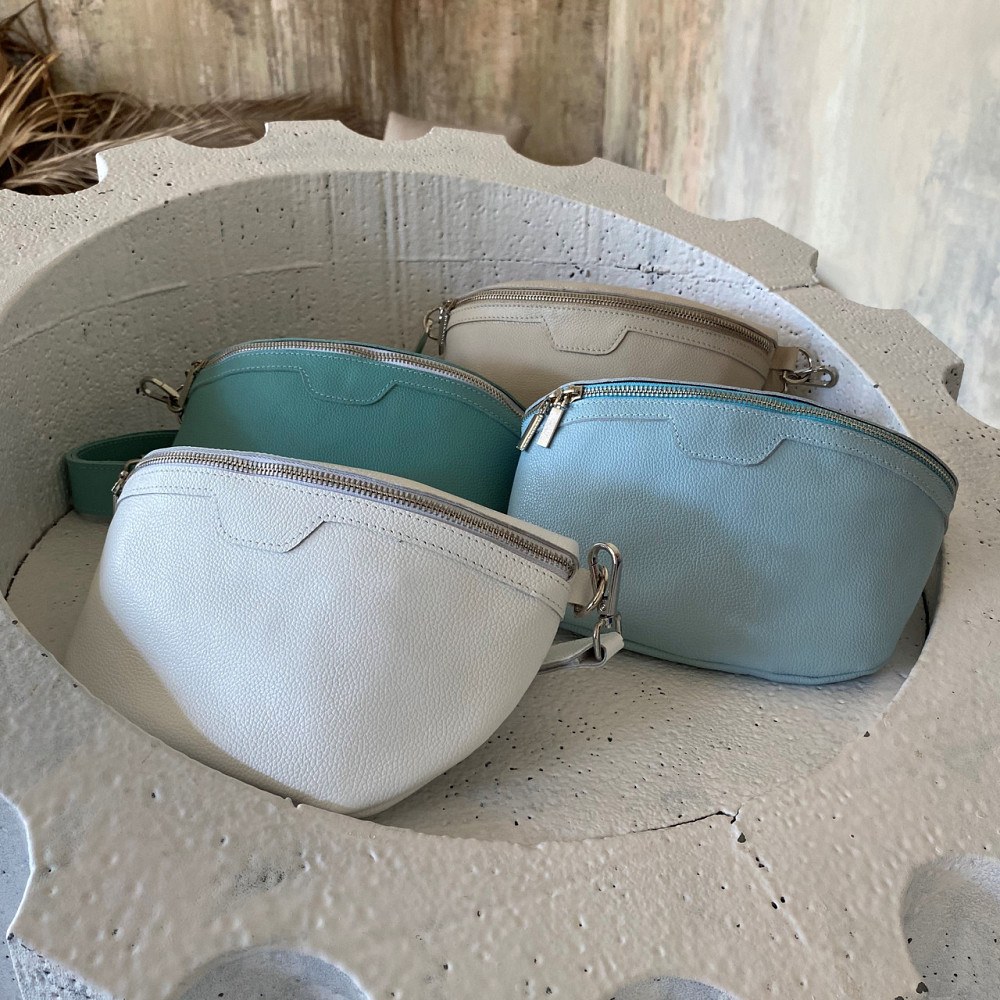 Поясная бананка кожаная женская, качественная классическая на каждый день, мятнаяMasterSem Киев - изображение 2