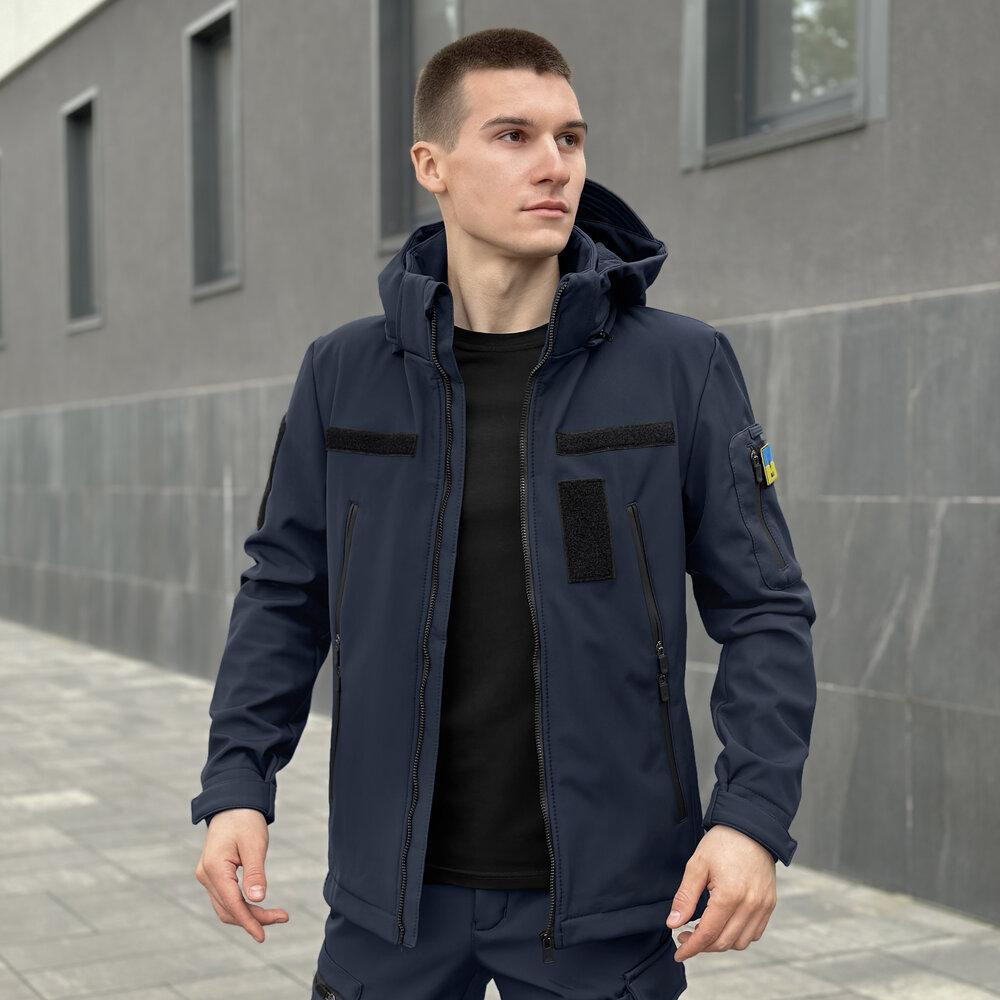 Темно-синяя мужская демисезонная куртка Pobedov Motive с липучками Киев - изображение 5