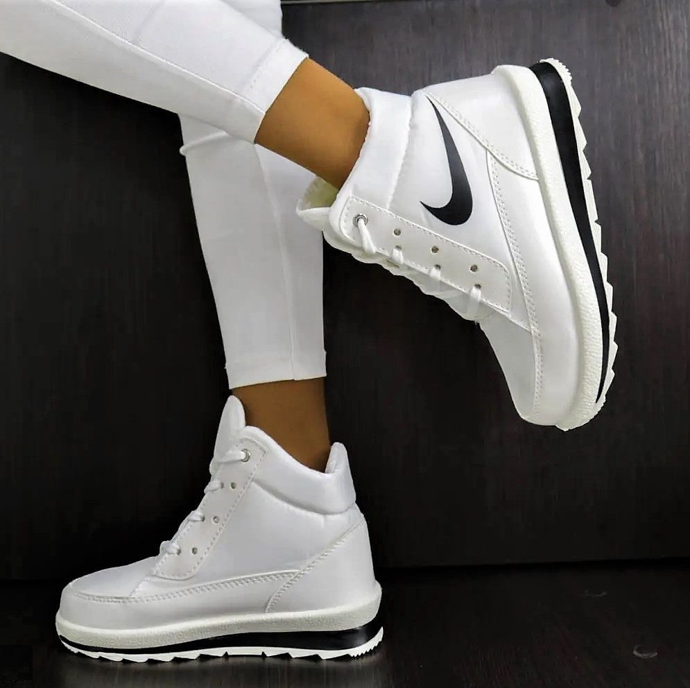 Зимові жіночі Кросівки на Меху Білі Найки Снікерси в стилі N!ke Дутики (розміри: 36,37,38,39,40,41) Дніпро - фото 2