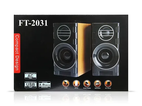 Музичні колонки для комп'ютера 2.0 FT-2031, USB живлення, Mini Jack AUX, мікрофон і регулятор гучнос Київ