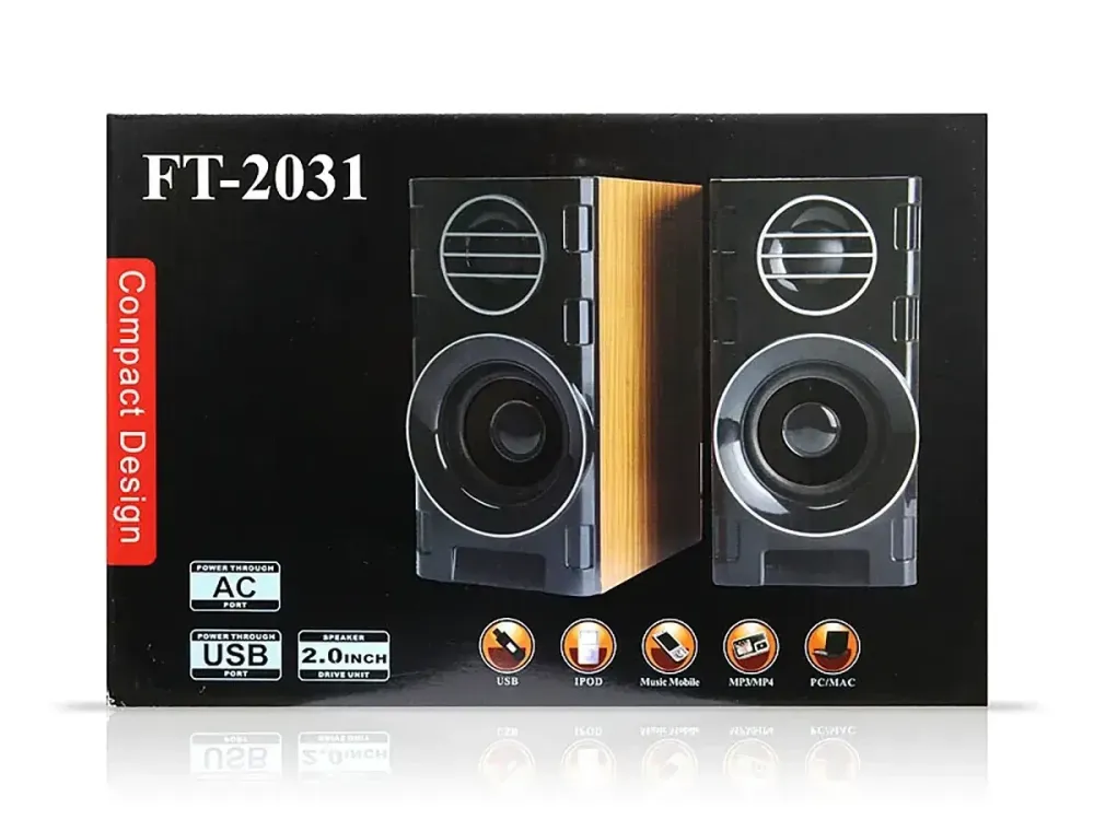 Музичні колонки для комп'ютера 2.0 FT-2031, USB живлення, Mini Jack AUX, мікрофон і регулятор гучності Одеса - фото 1