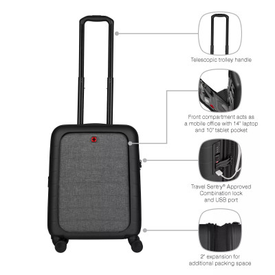 Чемодан Wenger Syntry, полікарбонат/поліестер, мала, н/б 16", 4 колеса, чорна (610163) Винница - изображение 10