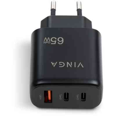 Зарядний пристрій Vinga GaN 65W PD+QC 2C1A ports Wall Charger (VCPCHCCA65B) Вінниця