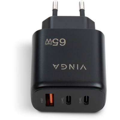 Зарядное устройство Vinga GaN 65W PD+QC 2C1A ports Wall Charger (VCPCHCCA65B) Винница - изображение 5