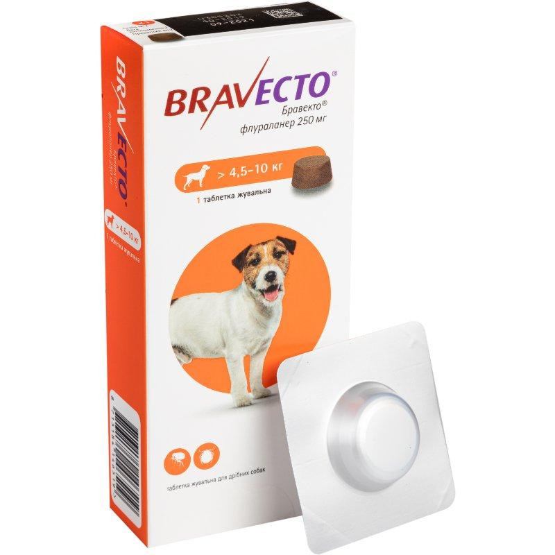 Bravecto (Бравесто) таблетка від бліх і кліщів 250 мг. для маленьких собак вагою від 4.5 до 10 кг. Запоріжжя - фото 1