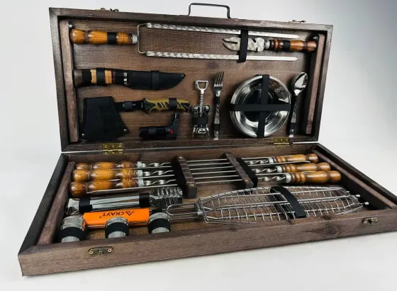 Набори шампурів, Набір шампурів у кейсі "Grill Master Кізляр" Шампури, вертіла Тернопіль