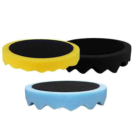 Круг (губка) полірувальний рельєфний на липучці чорний м'який Ø150мм 25мм APP, 080306 Винница