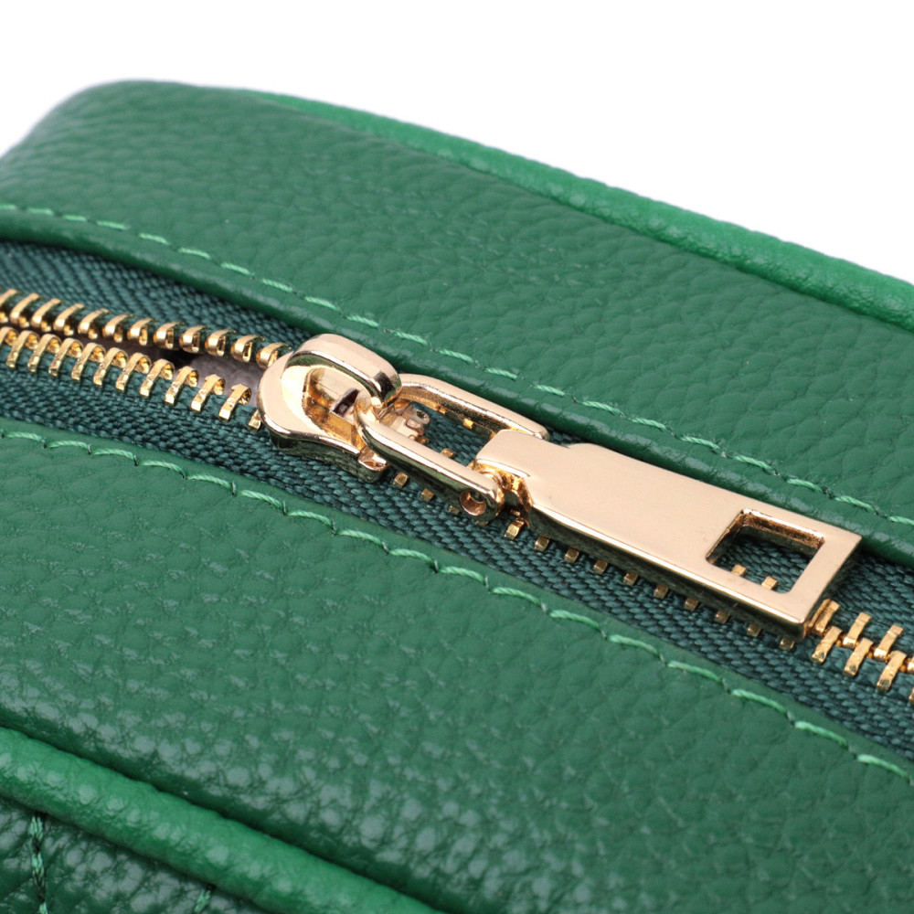 Стеганая женская сумка из натуральной кожи Vintage 22613 Зеленая Киев - изображение 8