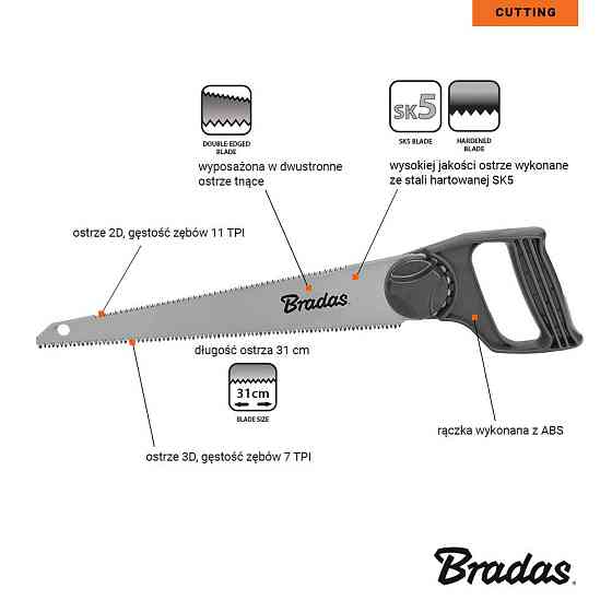 Пила ручна двостороння 31см, V-SERIES, KT-V1406 Київ