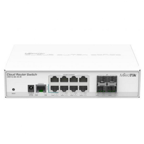 Комутатор Mikrotik CRS112-8G-4S-IN, 8x Gigabit ethernet 4x SFP cages, LCD, 400MHz CPU, 64MB RAM, Київ - фото 1
