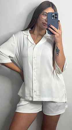 Жіночий костюм-двійка із сатину Айворі XL-2XL Харків