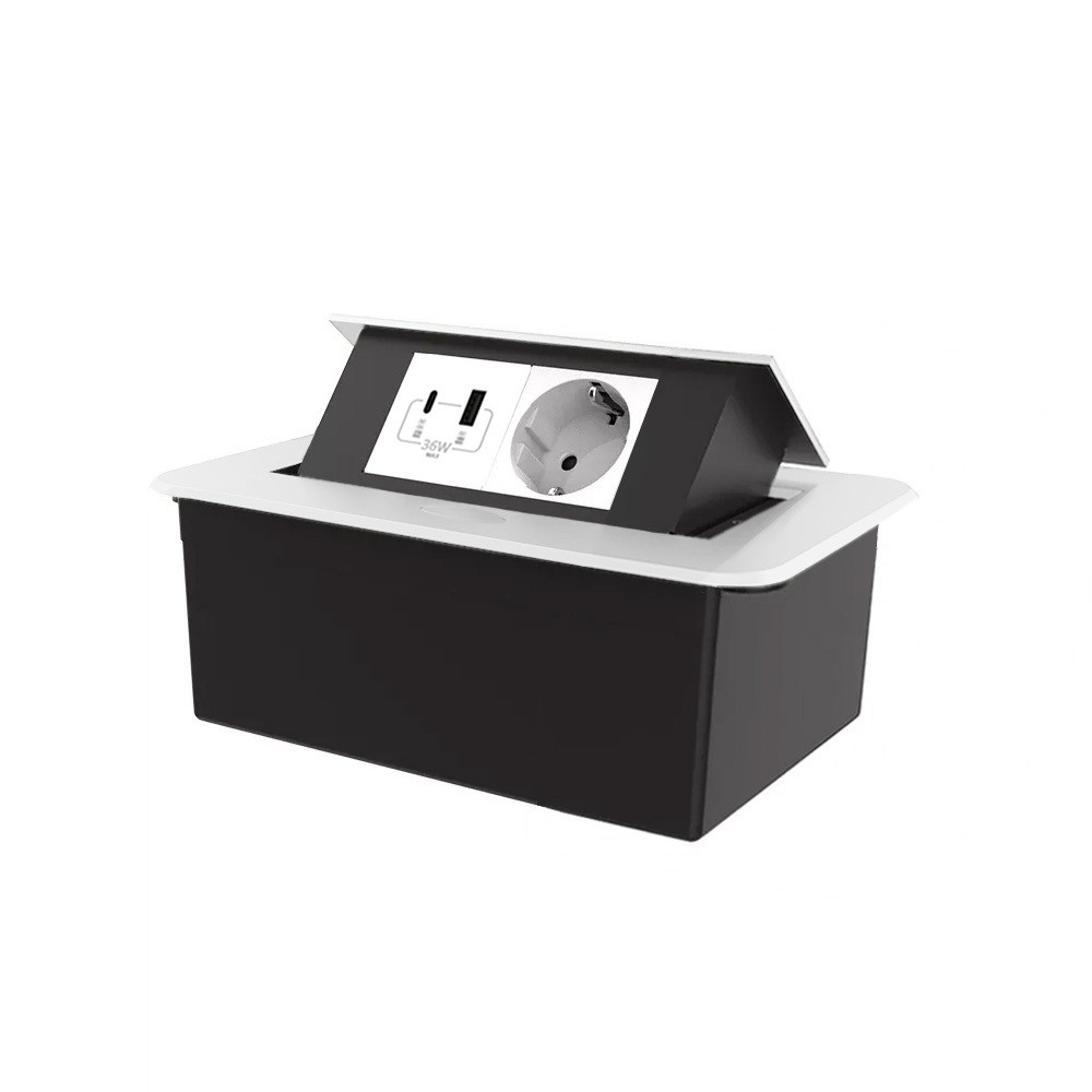 LIVOLO Меблева розетка LIVOLO біла, вбудована у стільницю, з USB-A і USB Type-C 36 Вт, висувна, Коломия - фото 1