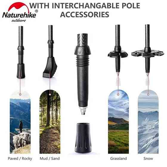Трекінгові палиці Naturehike NH20DS003, 135 см, чорний/червоний, 2 шт Киев