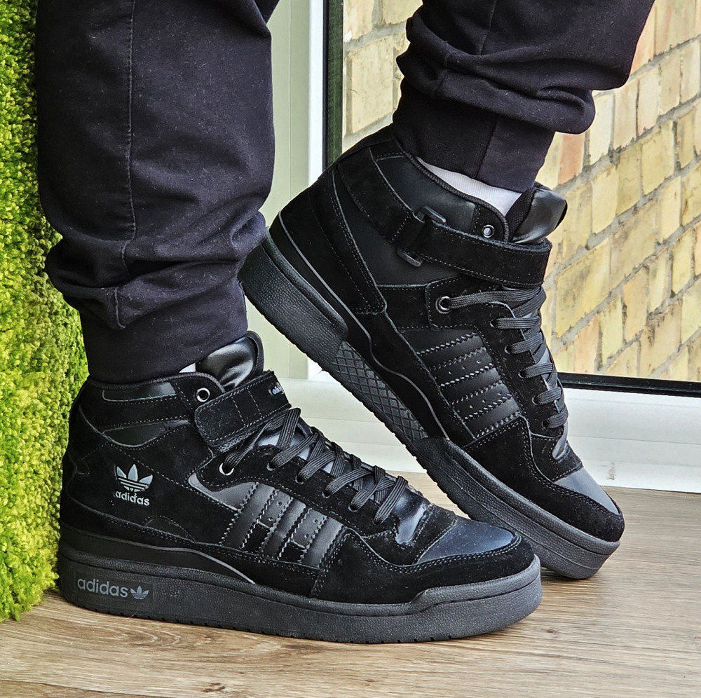 Высокие Зимние Кроссовки Adidas Forum с МЕХОМ Черные Мужские Ботинки Адидас (размеры: 43,44,45) Днепр - изображение 3