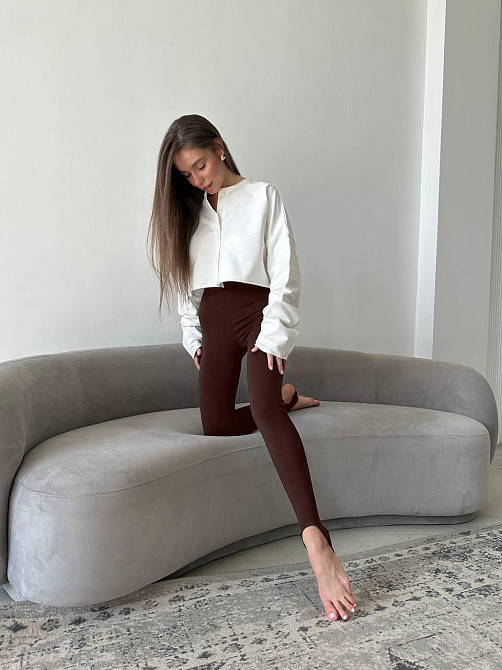 Жіночі трендові лосини зі штрипками пуму Шоколад, 46/48 Одеса - фото 4