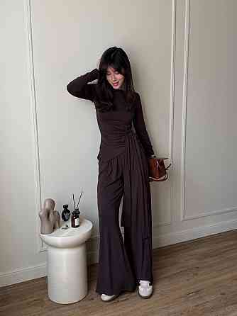 Женский стильный трендовый костюм двойка из вискозы Шоколад, 42/44 Одесса