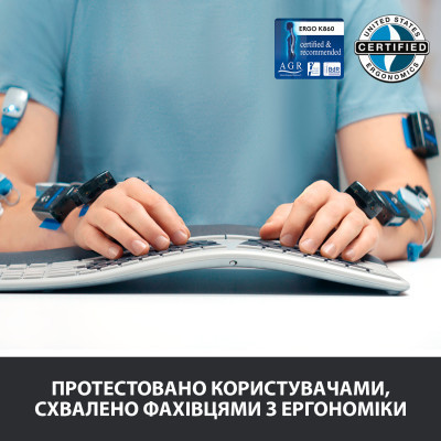 Клавиатура Logitech ERGO K860 Bluetooth/Wireless UA Black (920-010108) Винница - изображение 11