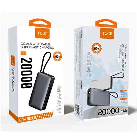 Павербанк 20000 mAh WUW TUGII-Y65 PD 65W быстрая зарядка черный power bank повербанк Одесса