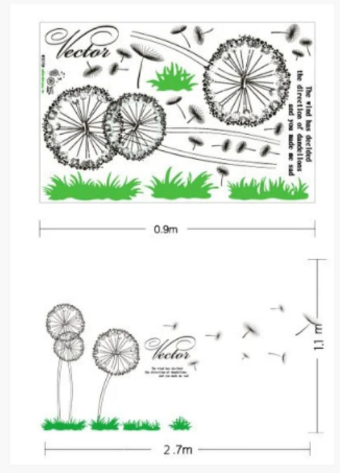 Наклейка интерьерная для декора Одуванчики Киев - изображение 4