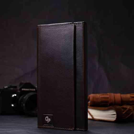 Вертикальний гаманець із відділенням для телефону з натуральної шкіри GRANDE PELLE 11645 Коричневий Київ