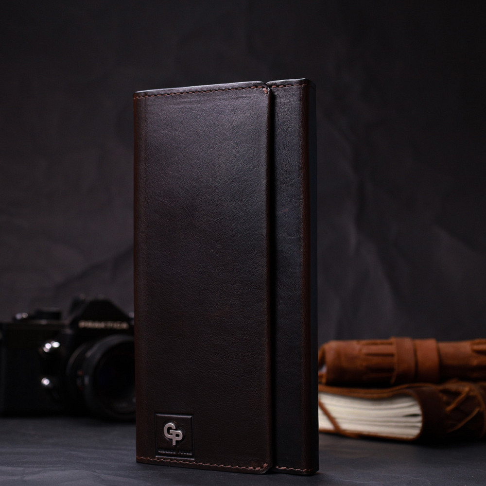 Вертикальный кошелек с отделением для телефона из натуральной кожи GRANDE PELLE 11645 Коричневый Киев - изображение 3