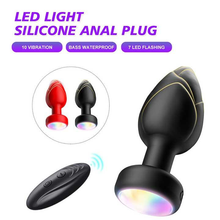 Анальна пробка що світиться з вібрацією і Д/К Light Anal Plug 3,5*9 см чорний — Анальні іграшки Вінниця - фото 8