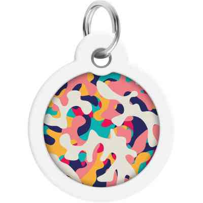 Адресник для тварин WAUDOG Smart ID з QR паспортом "Камо різнокольоровий", круг 30 мм (230-0206) Вінниця