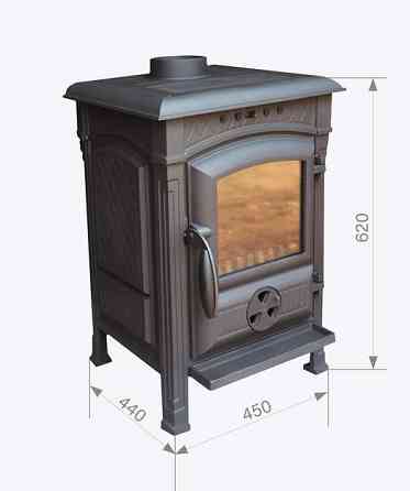 Чавунна піч-камін Spin Castina буржуйка на дровах 8 кВт до 60 м2 зі склом Schott Robax універсальний димохід Сербія Київ