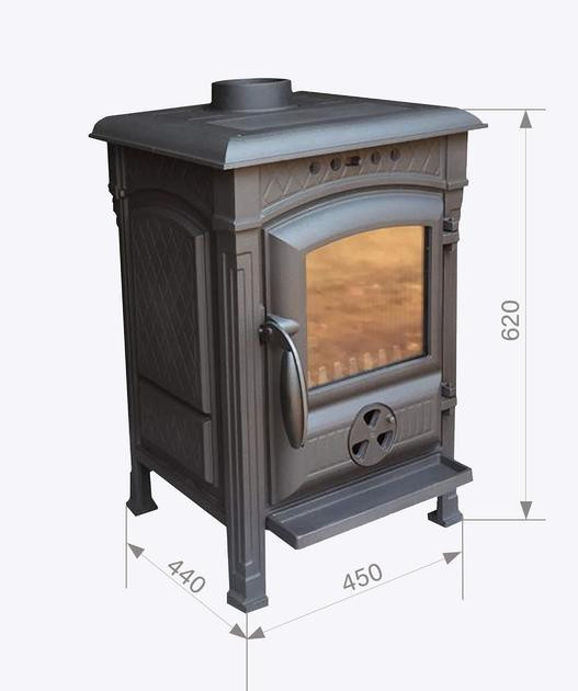 Чавунна піч-камін Spin Castina буржуйка на дровах 8 кВт до 60 м2 зі склом Schott Robax універсальний димохід Сербія Тернопіль - фото 3