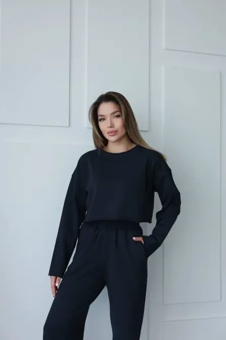 Стильний костюм із кроп-світшотом та прямими штанами Одеса - фото 15