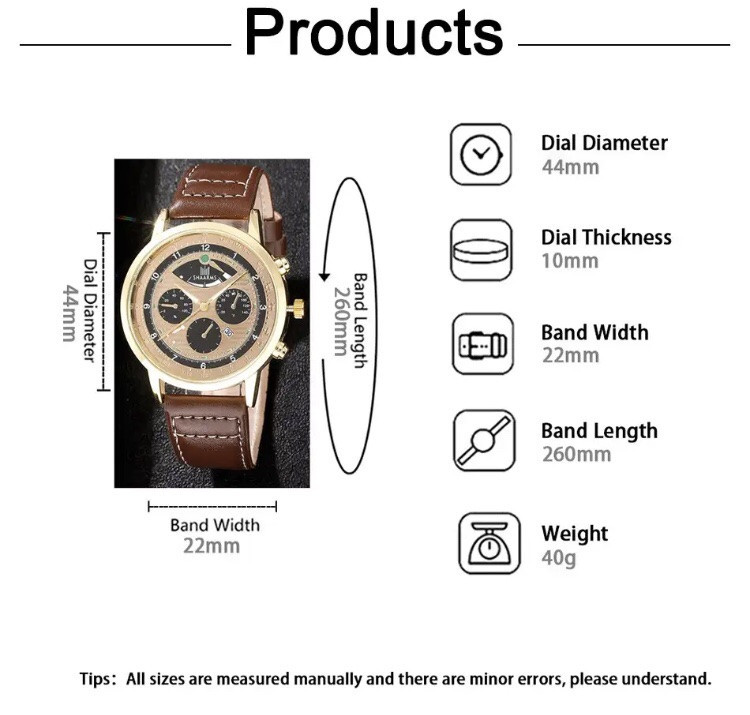 Подарочный набор для мужчин: наручные часы с 4 браслетами- диам 4,4см, длин 26см, шир рем 2,2см, без коробки Киев - изображение 8