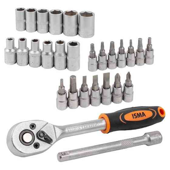 Набор головок та біт з тріскачкою 28пр. 1/4'' (4-13мм; Torx:T10-T30; Hex:H3-H6; Slotted:SL4.5-SL7; Philips: PH1-PH2) Одеса