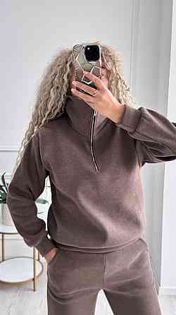 Жіночий стильний і теплий в'язаний костюм осінь-зима на трикотажній основі. Графіт, 40/42 Одеса