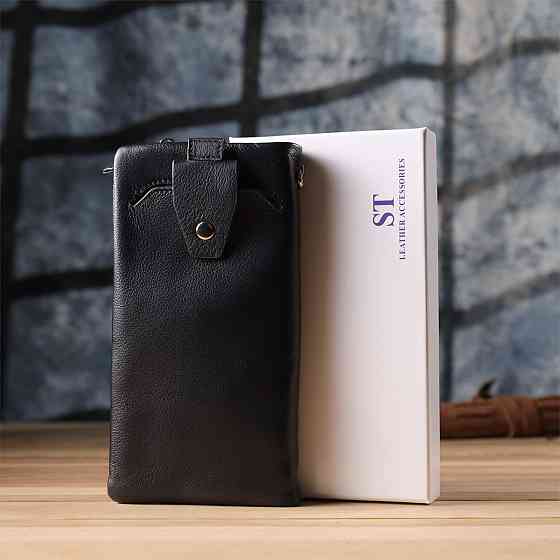 Женский кожаный кошелек-клатч с отделением под телефон ST Leather 23101 Черный Киев