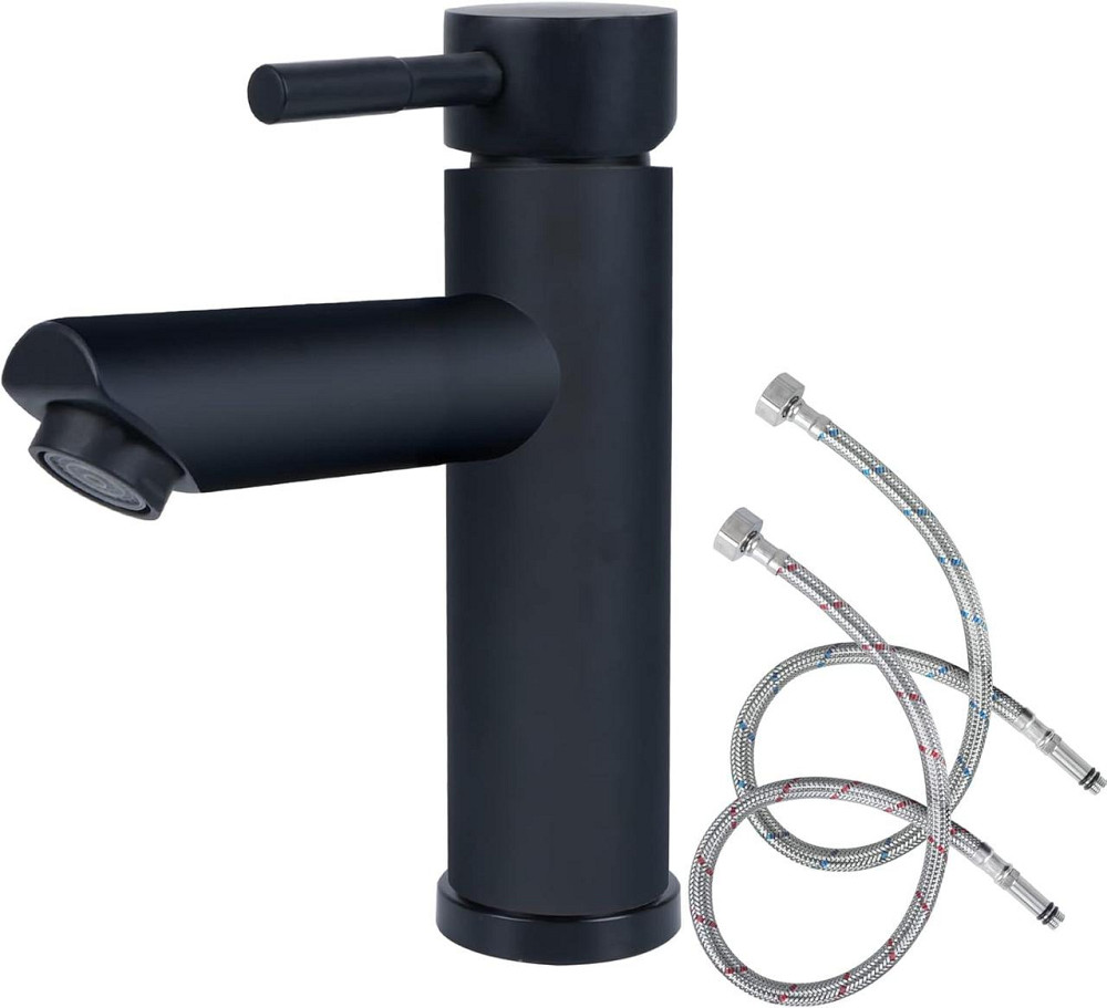 SLFYEE чорний змішувач для ванної кімнати, умивальника, матовий, комплект змішувача з нержавіючої сталі 304 Київ - фото 1